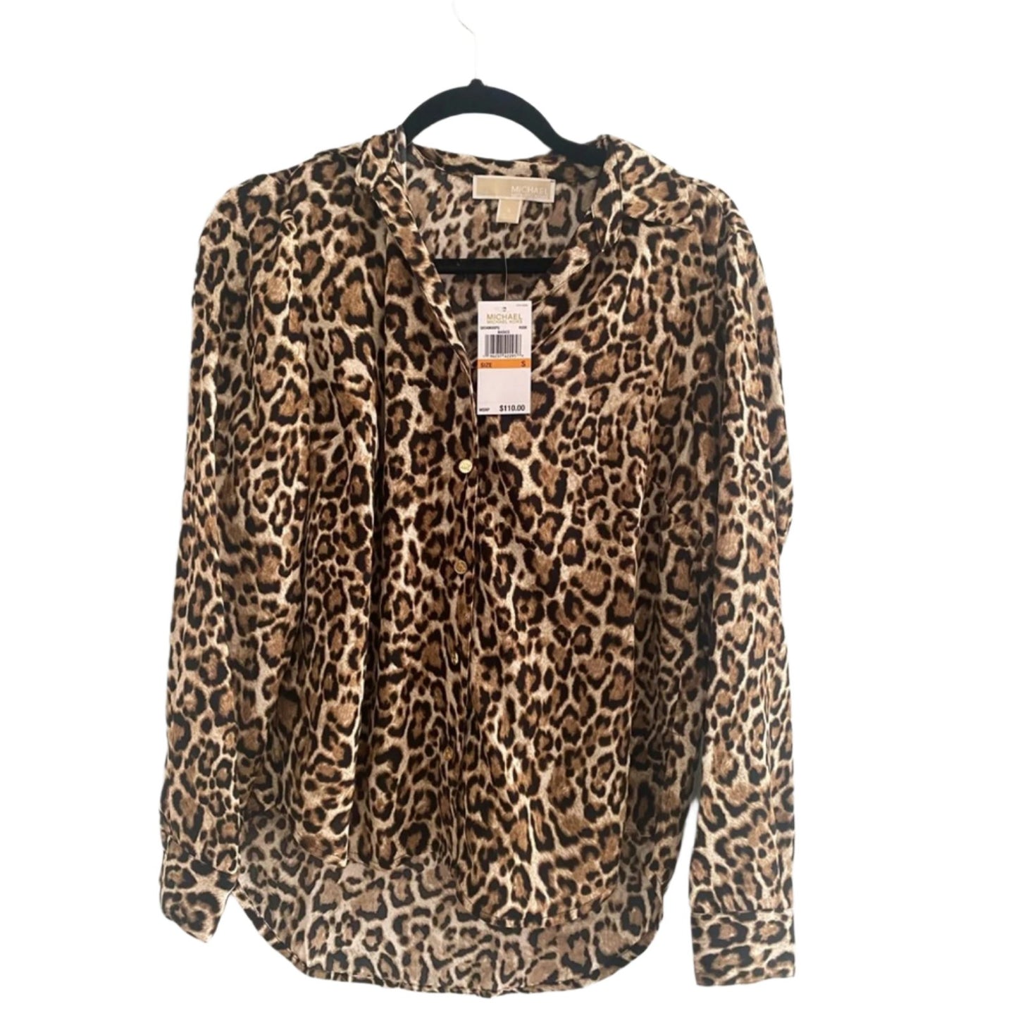 NWT Michael Kors Animal Print Silky Blouse Size S