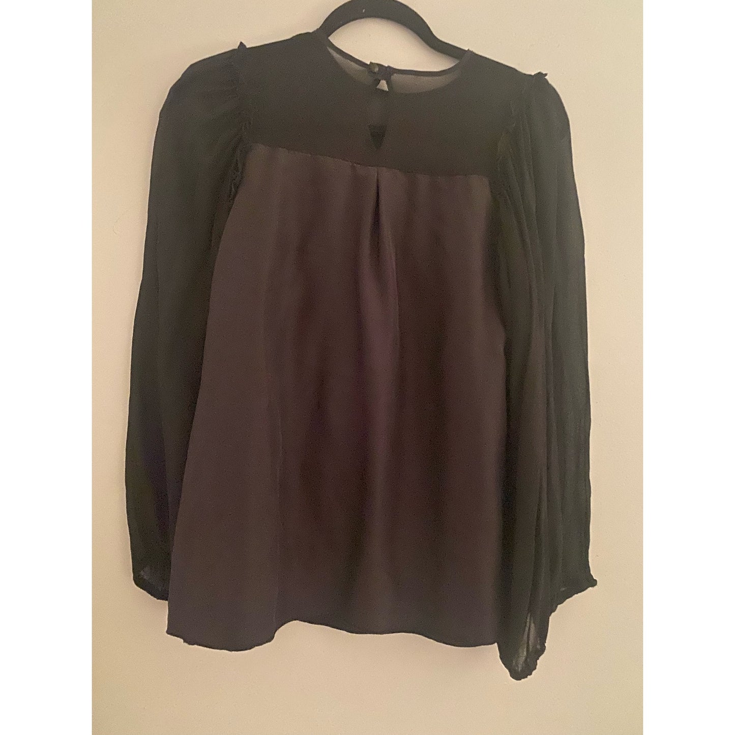 Gold Hawk Black Silk Blouse Size S