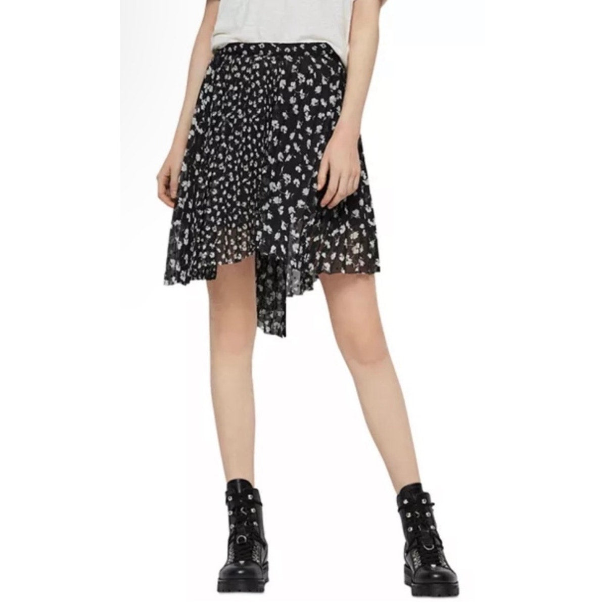 ALLSAINTS Black Lea Scatter Pleated Floral Skirt Size
US 6