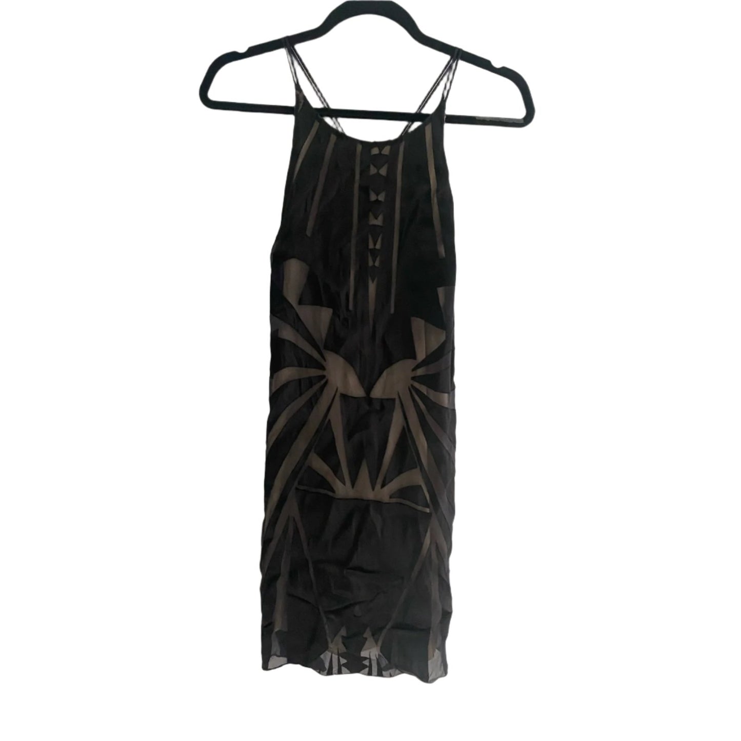 Myne Ashley Ann Black Geometric Spaghetti Strap Mini Dress Size 2