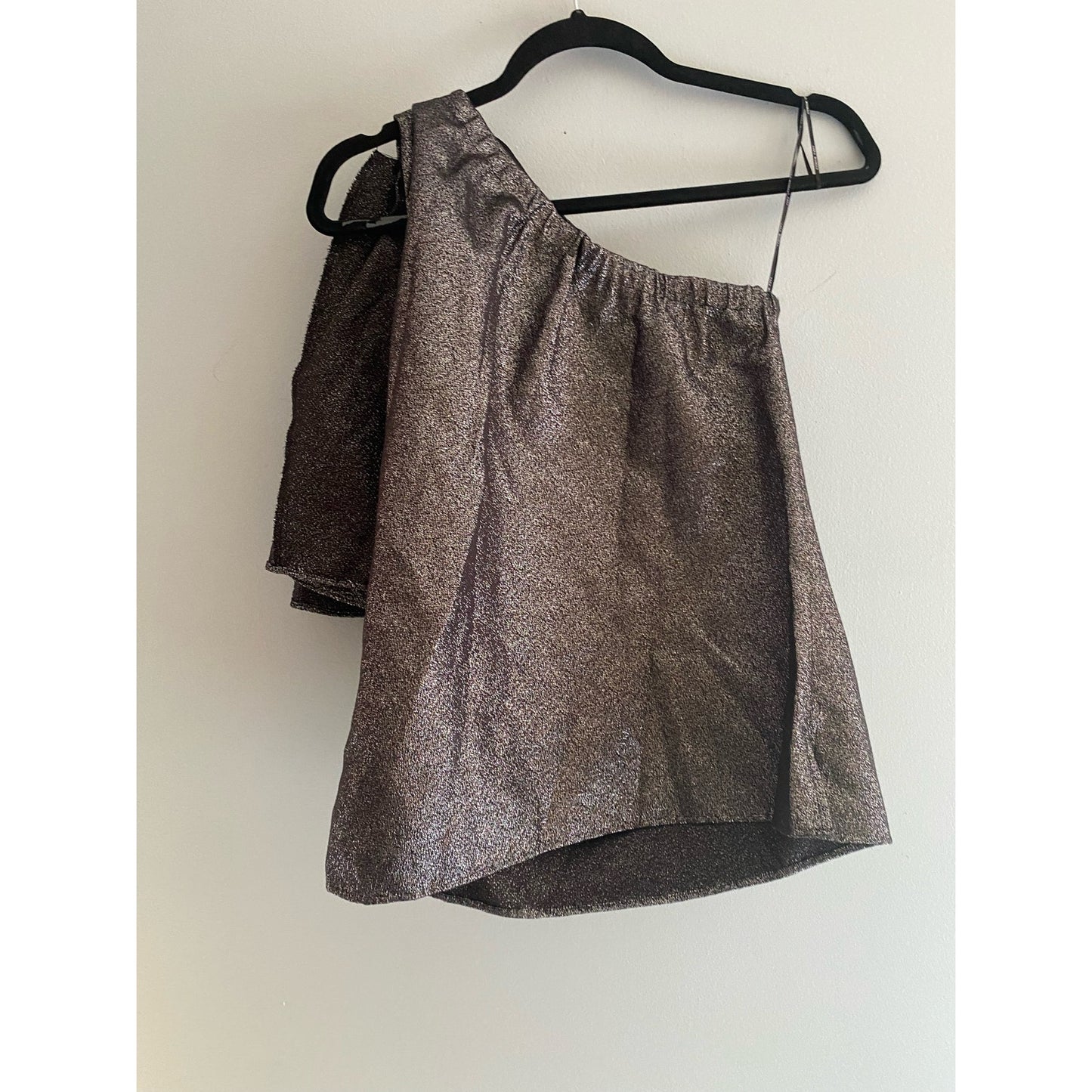 NWT Zara Metallic One Shoulder Top XS