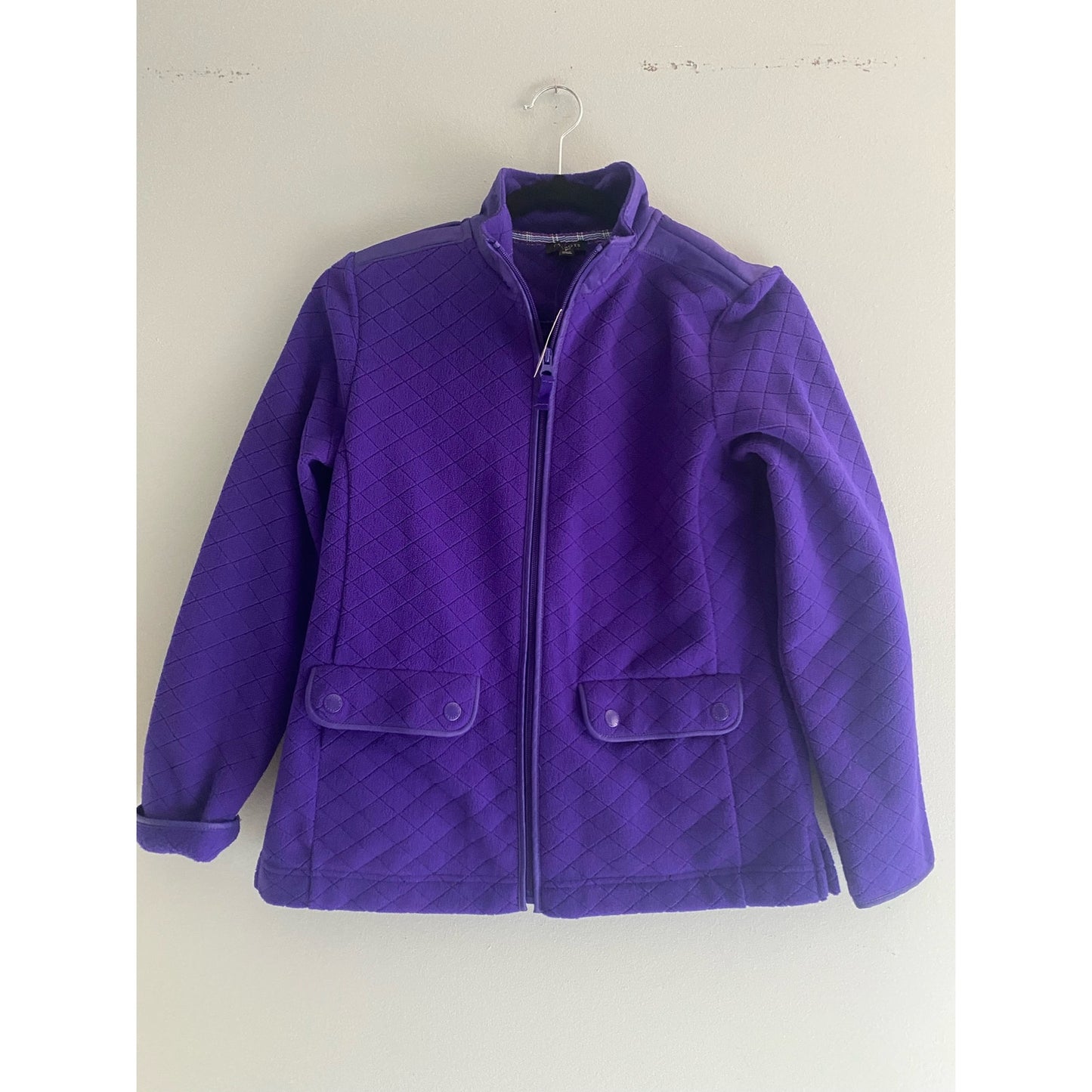 NWT Talbots Purple Fleece Diamond Texture Jacket Size P