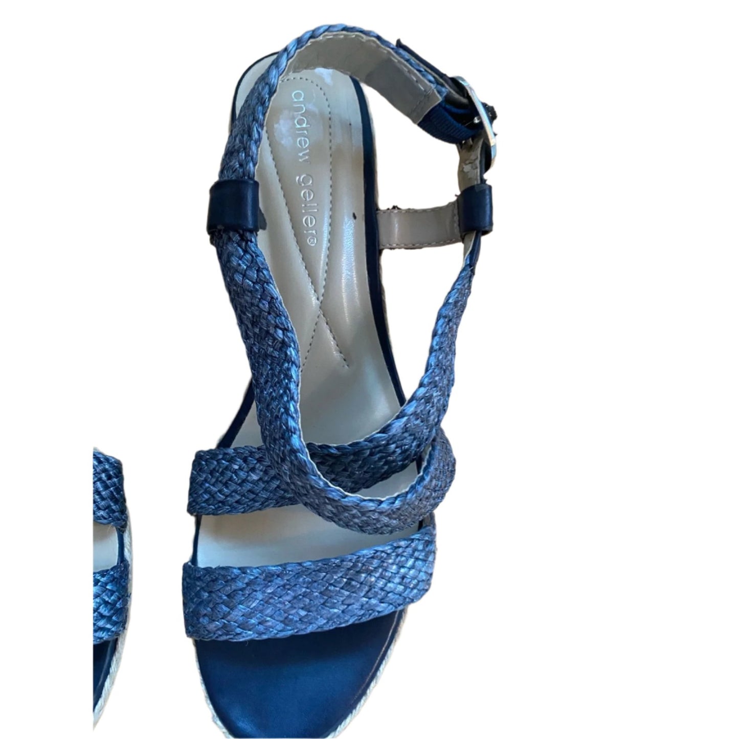 Andrew Geller Braided Blue Wedge Sandals Size 10