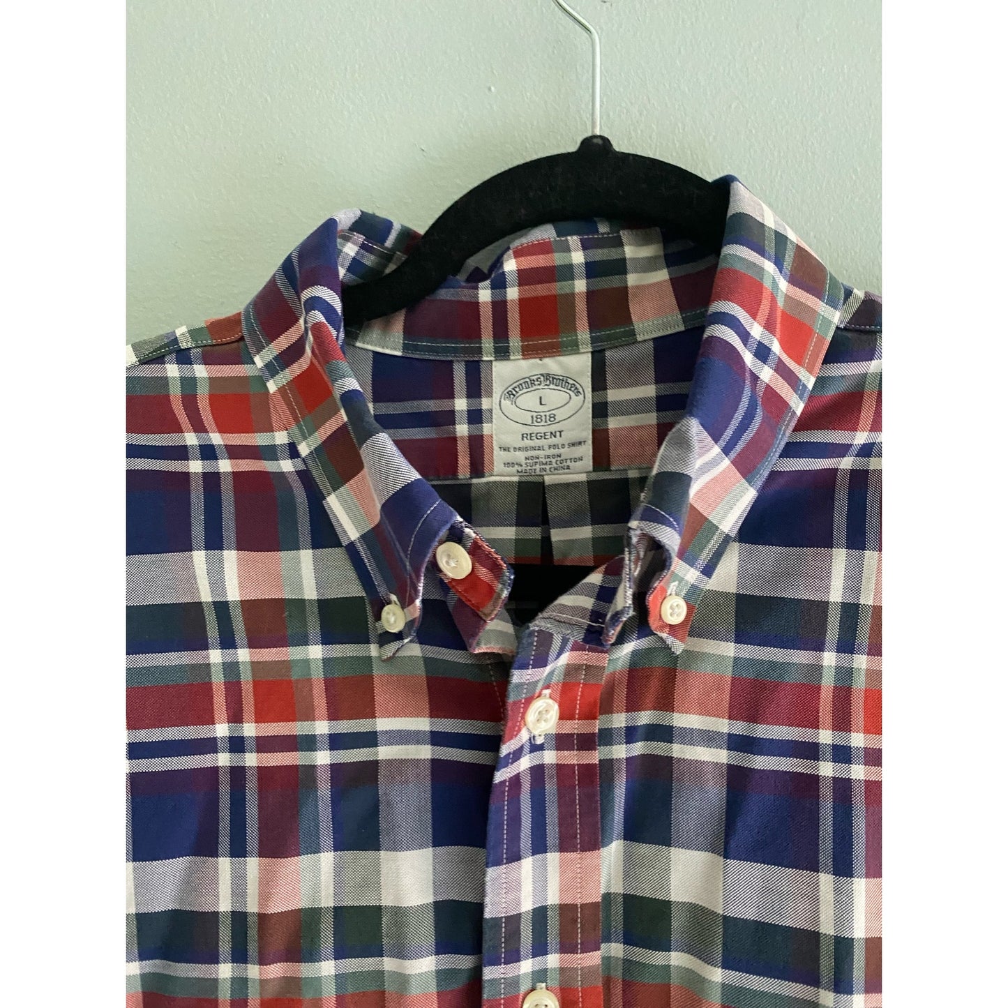 Brooks Brother Non Iron Plaid Shirt Size L