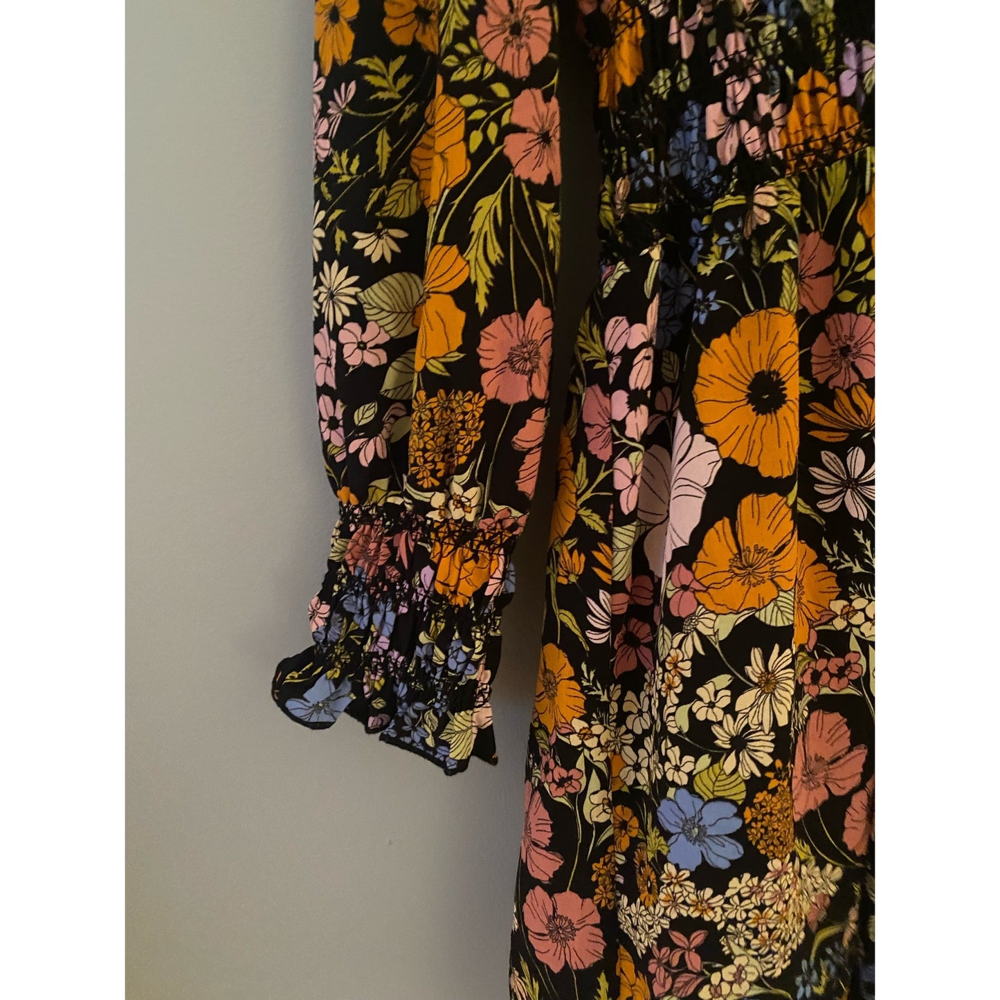 Wayf Black Floral Dress Size M