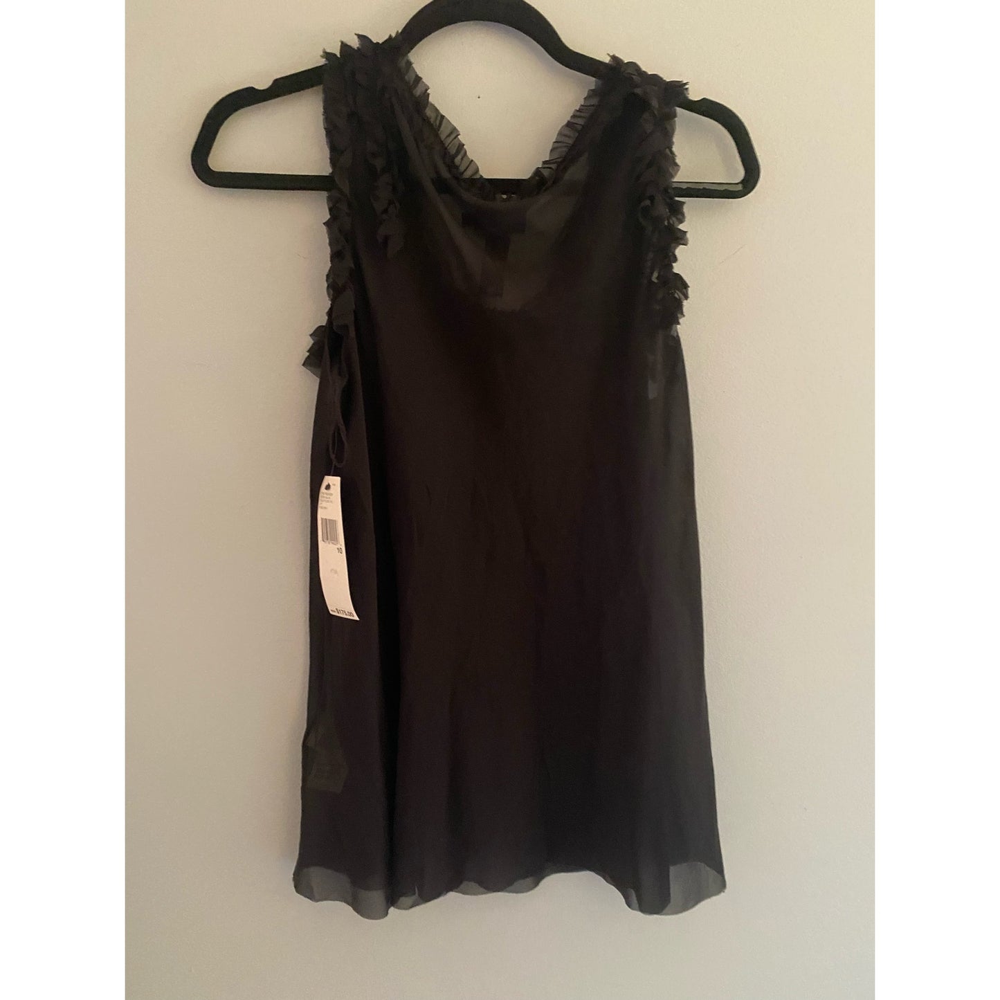 NWT DKNY Black Sheer Silk Top Size 10