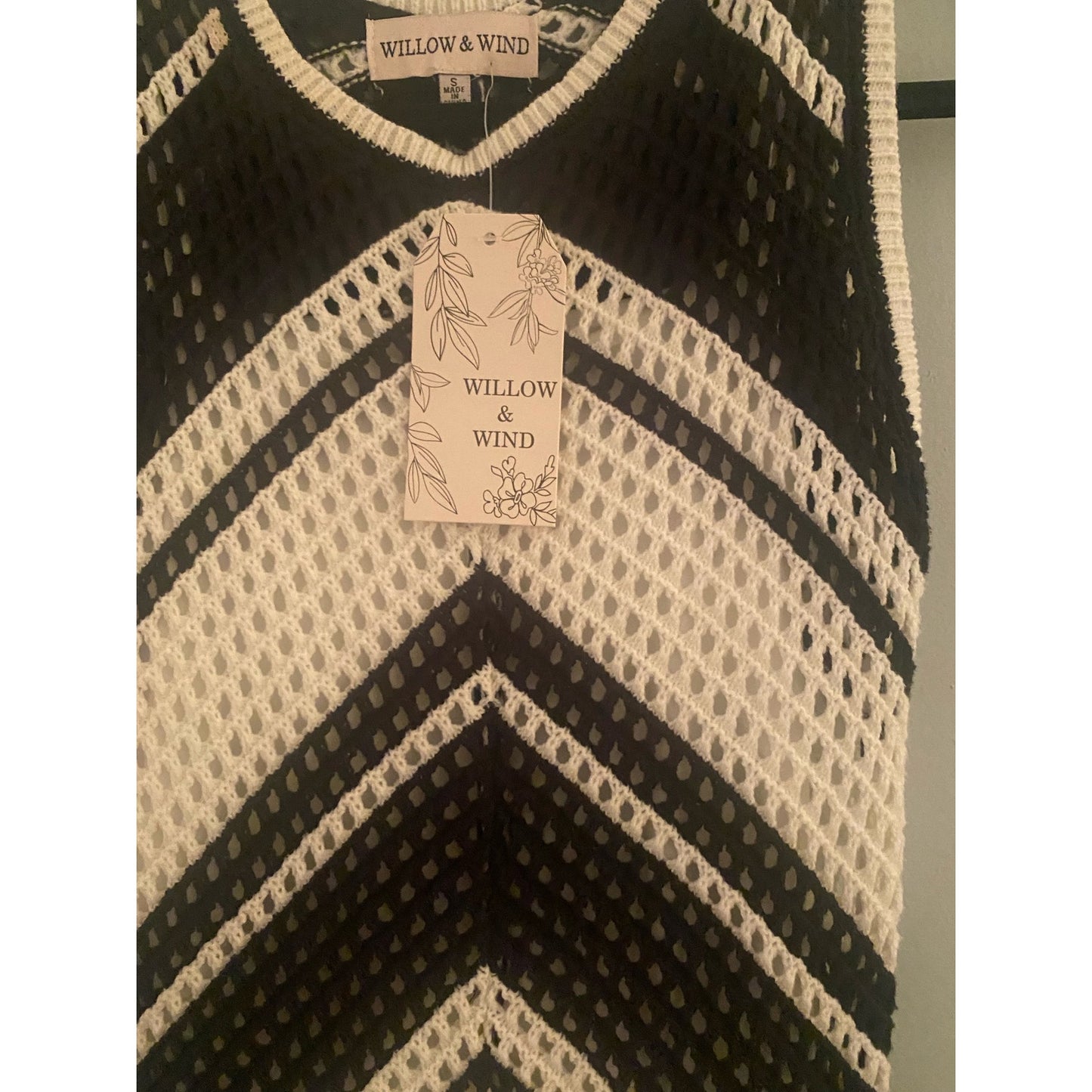 NWT Willow & Wind Crocheted Black and White Dress Size S