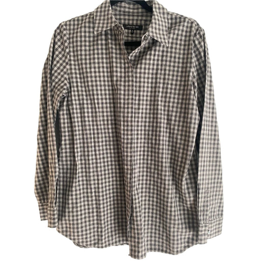 Lafayette 148 New York Gray Checked Shirt Size M