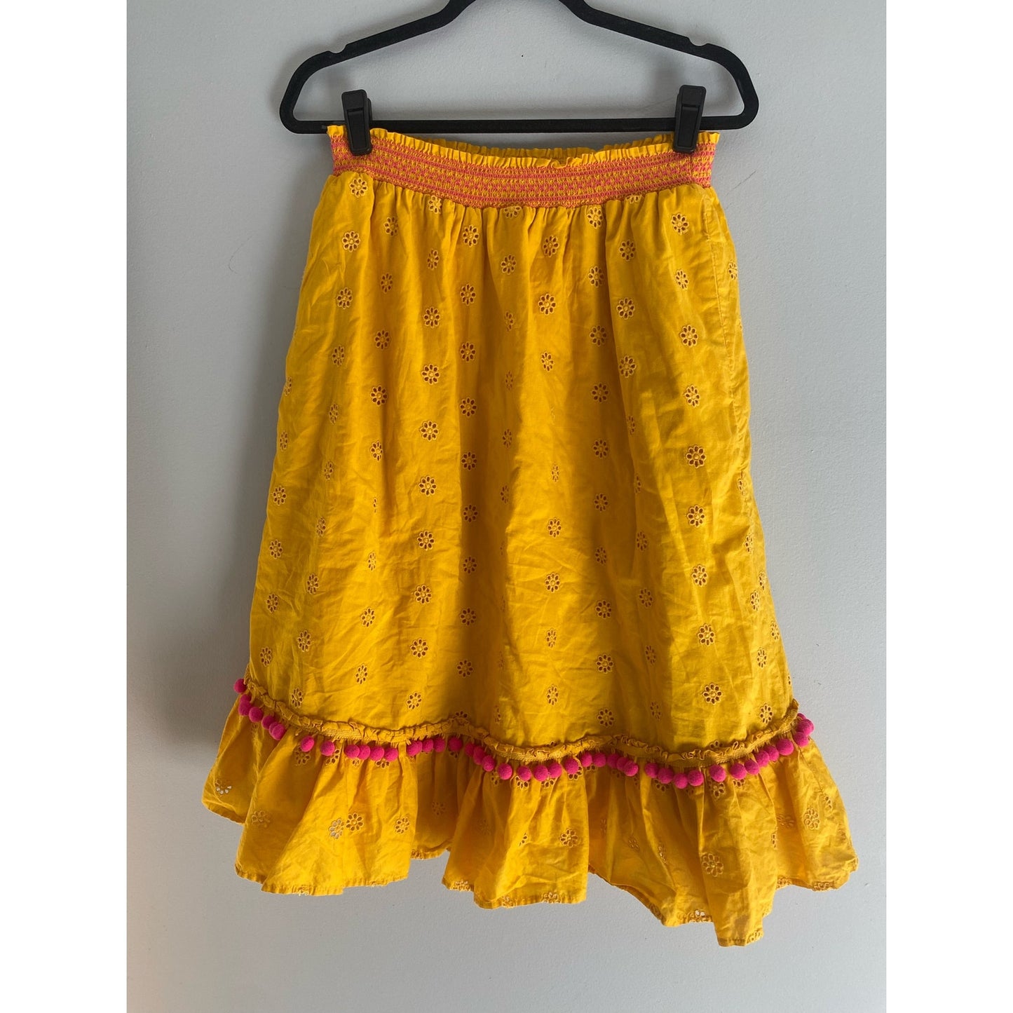 J Crew eyelet midi skirt in rich saffron Size S