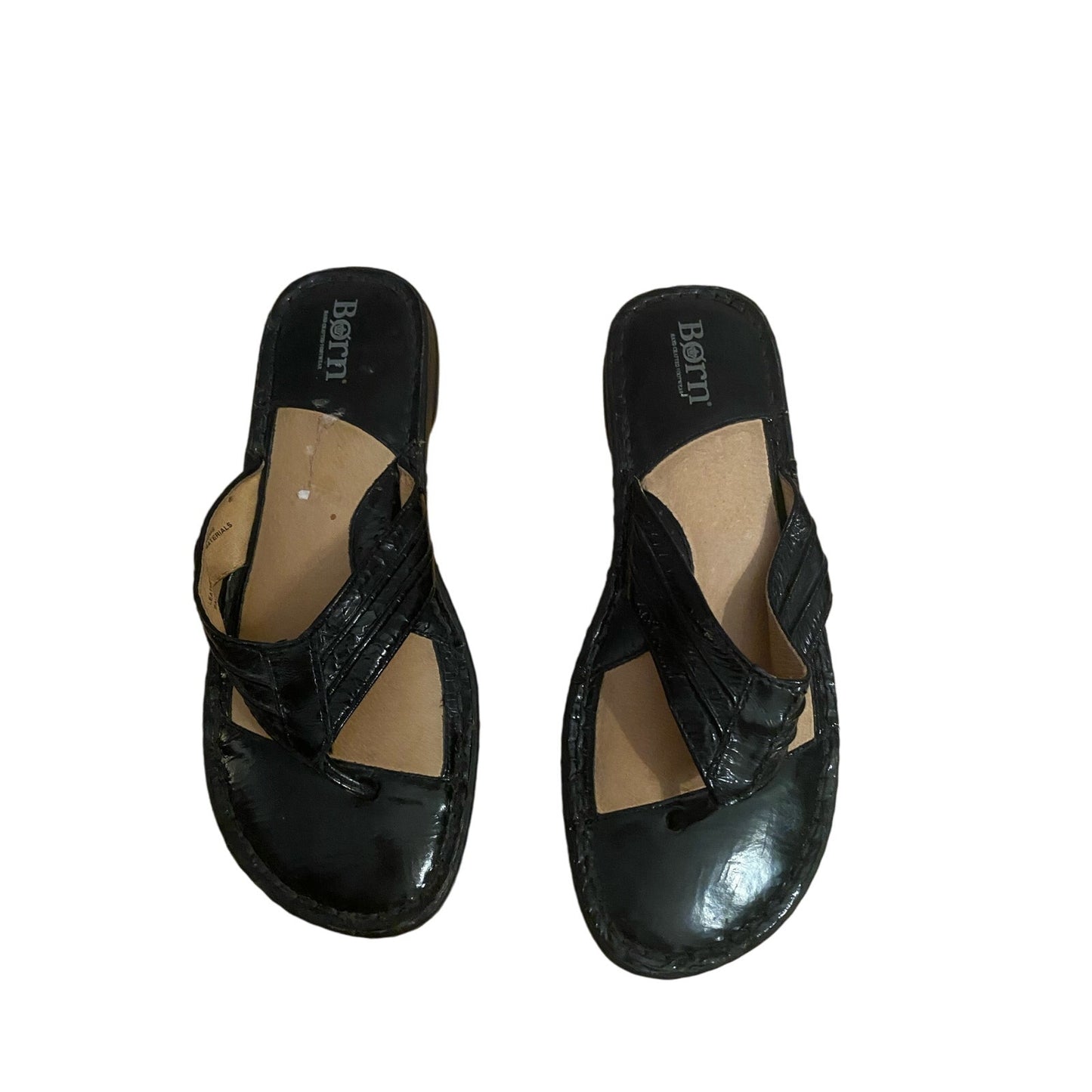 Born Black Leather Sandals Size 8