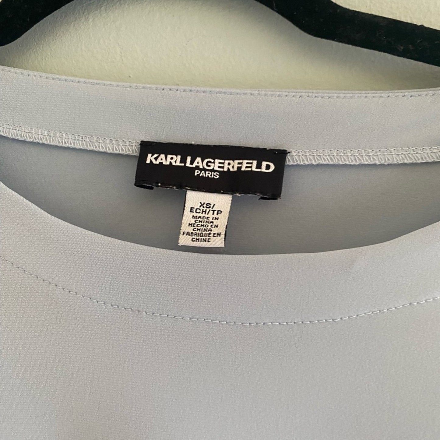 NWOT Karl Lagerfeld Light Blue Top with Pearls Size XS