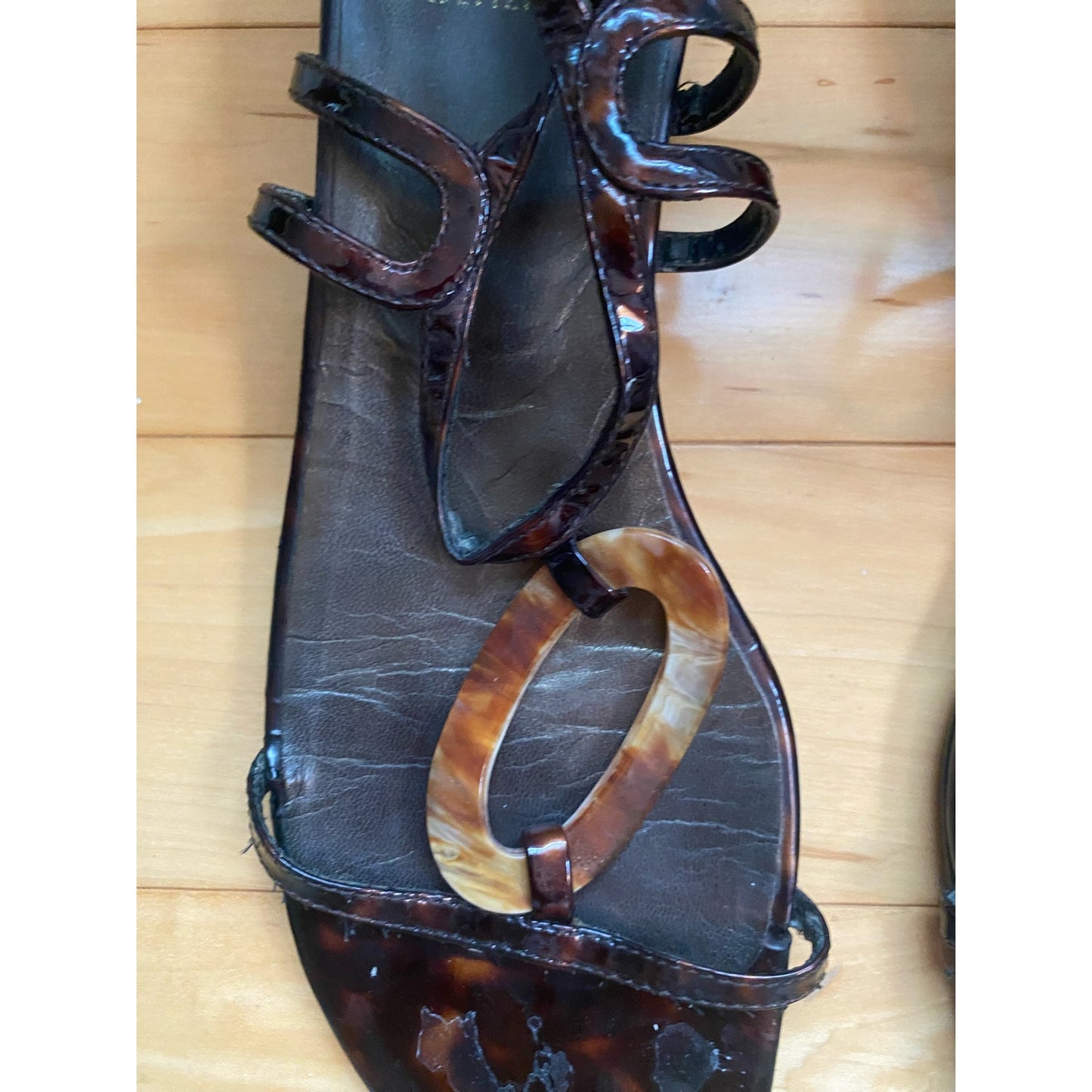 Stuart Weitzman Tortoise Shell Brown Sandals Size 7.5