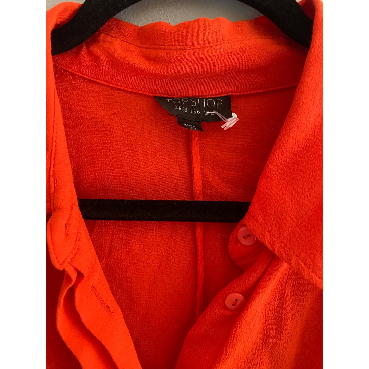 Topshop Orange Drawstring Shirt Dress Size 6