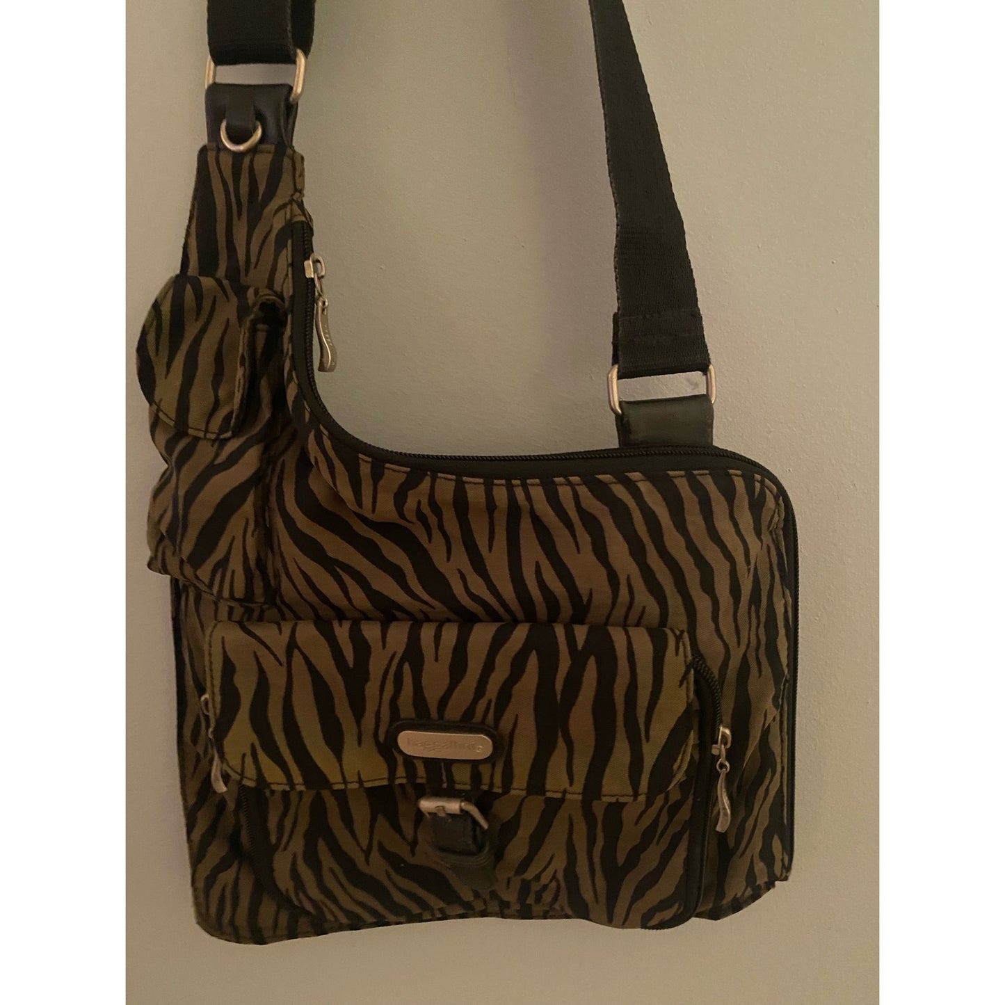 Baggallini Zebra Print Crossbody Nylon Handbag