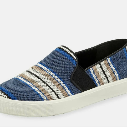 VINCE BLAIR STRIPED ROUND-TOE SLIP-ON FABRIC SNEAKERS SIZE 8