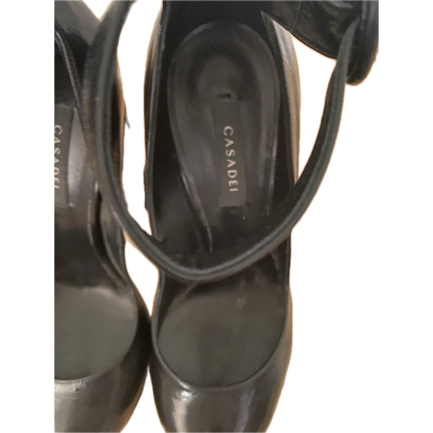 Casadei Black Leather Platform Sandals Size 37.5