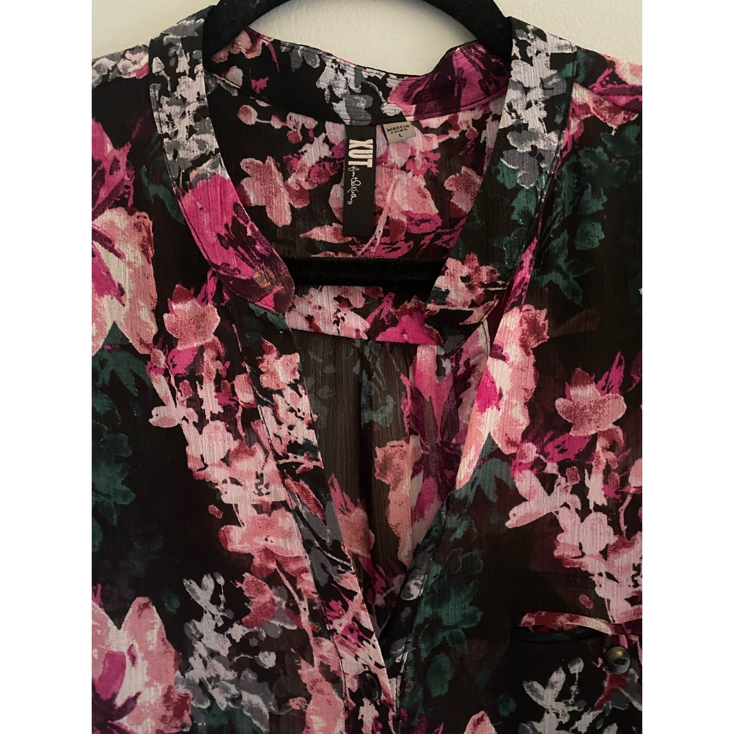 Kut From the Cloth Jasmine Floral Print Blouse Size L