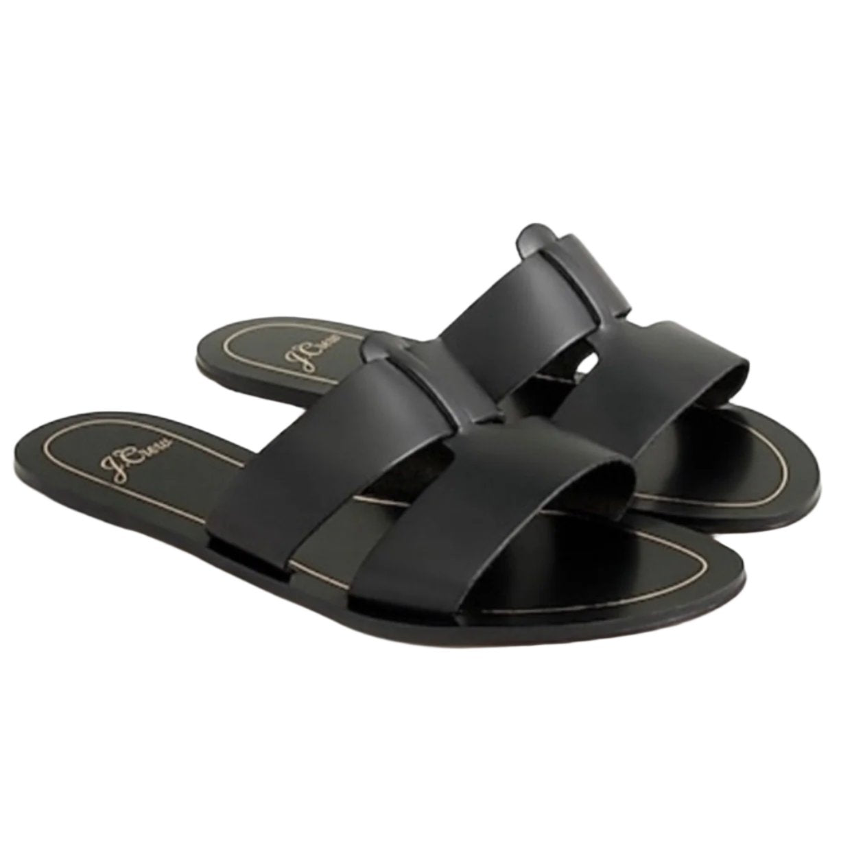 J. Crew Cypress Black Leather Interlocking Sandals Size 9.5