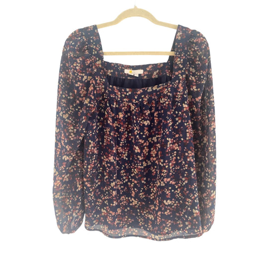 Boden Navy Floral Blouse Size 6