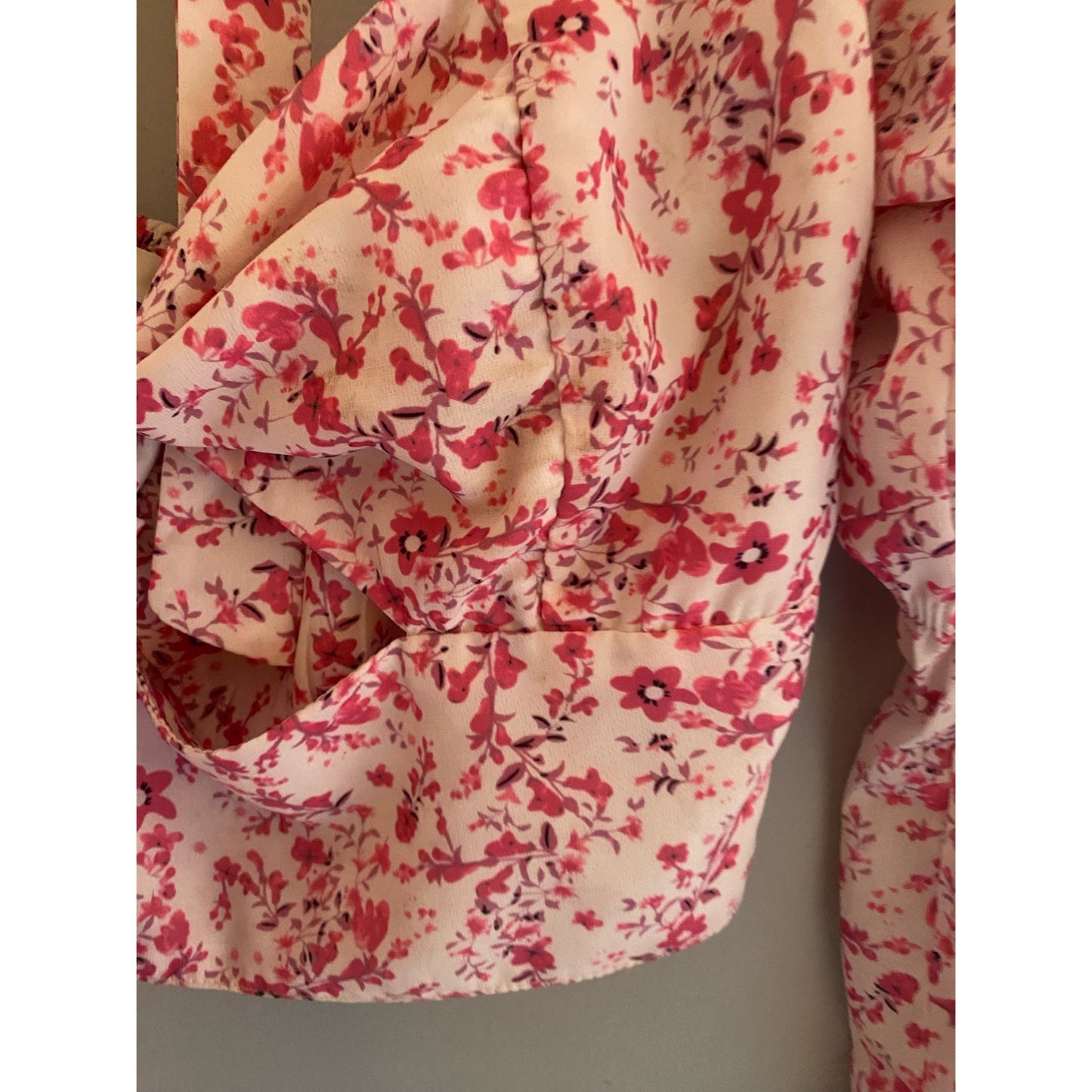 NWOT O. Vianco Floral Pink Crop Top Size S