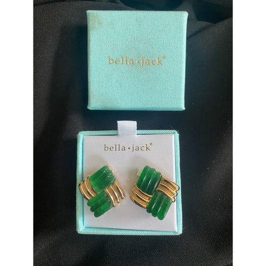 NIB Bella Jack Green and Gold Earrings