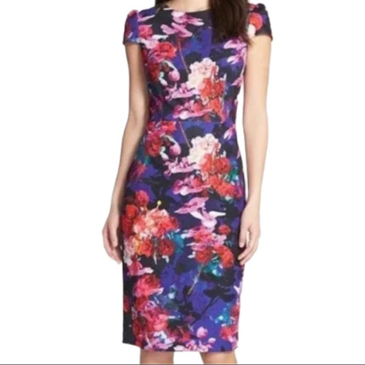 Betsy Johnson Scuba Floral Sheath Dress Size 10