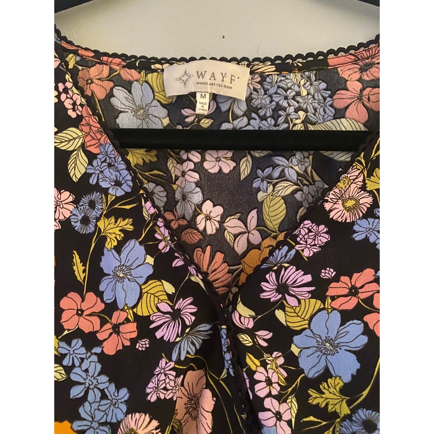 Wayf Black Floral Dress Size M