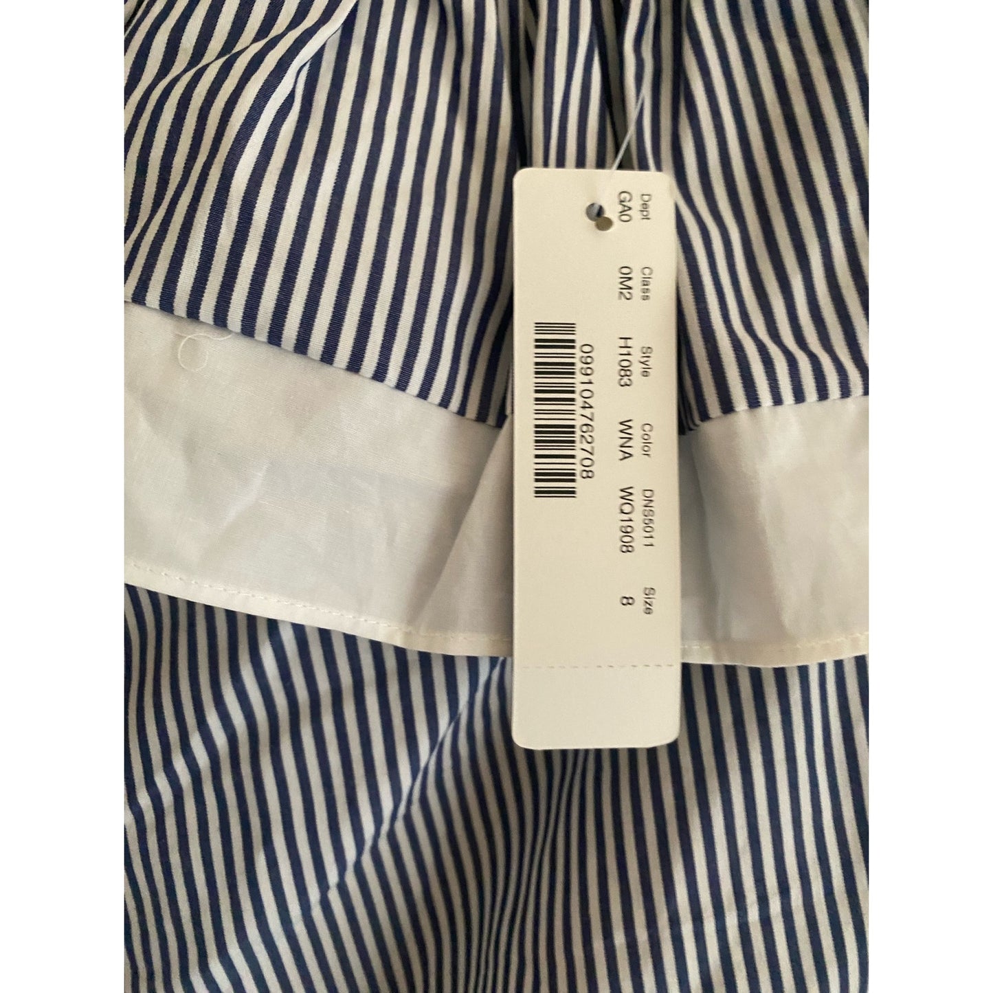 NWT J. Crew one shoulder blue and white striped top with white ruffle - size 8