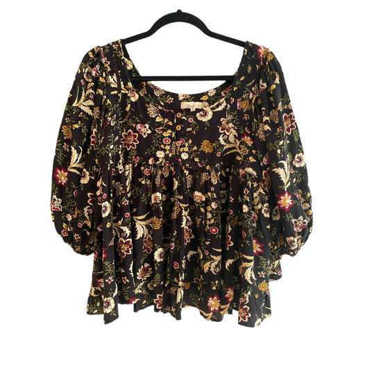 Easel Black Floral Top Size S