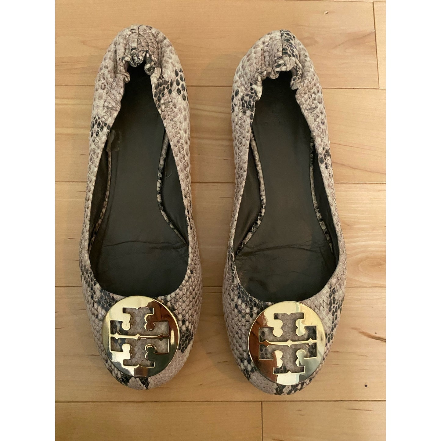 Tory Burch Reva Snakeskin Ballet Plats Size 8.5