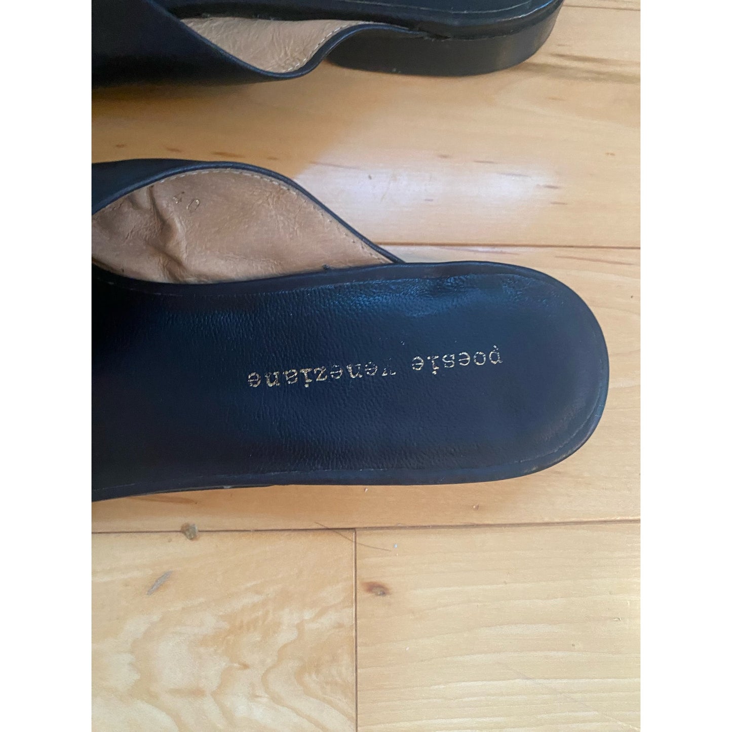 Poesie Veneziane Black Leather Mules Size 40