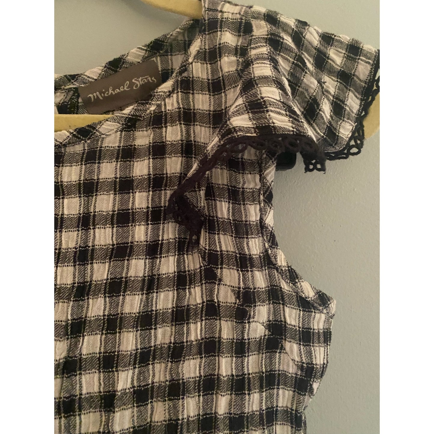 Michael Stars Black And White Checked Blouse Size S