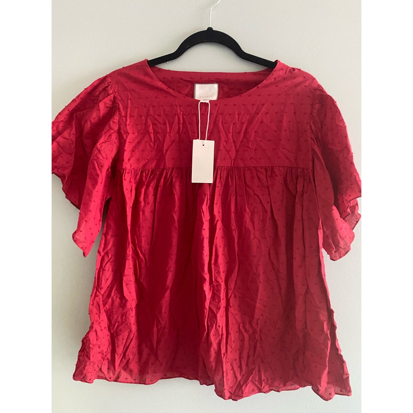 NWT Three J Pajama Top Rosie Red Swiss Dot Size XS