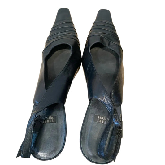 Stuart Weitzman Navy Leather Sandals Size 8