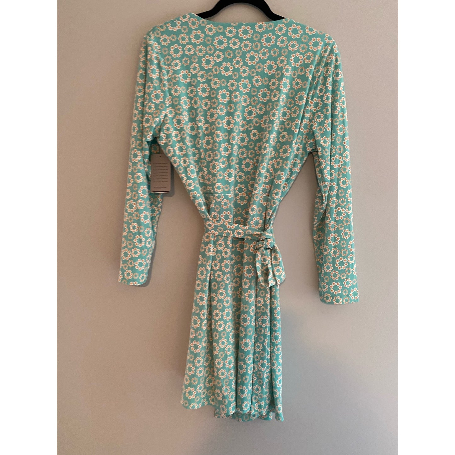 NWT Alexa Admor Amelia Wrap Dress Womens Turquoise Daisy Size L