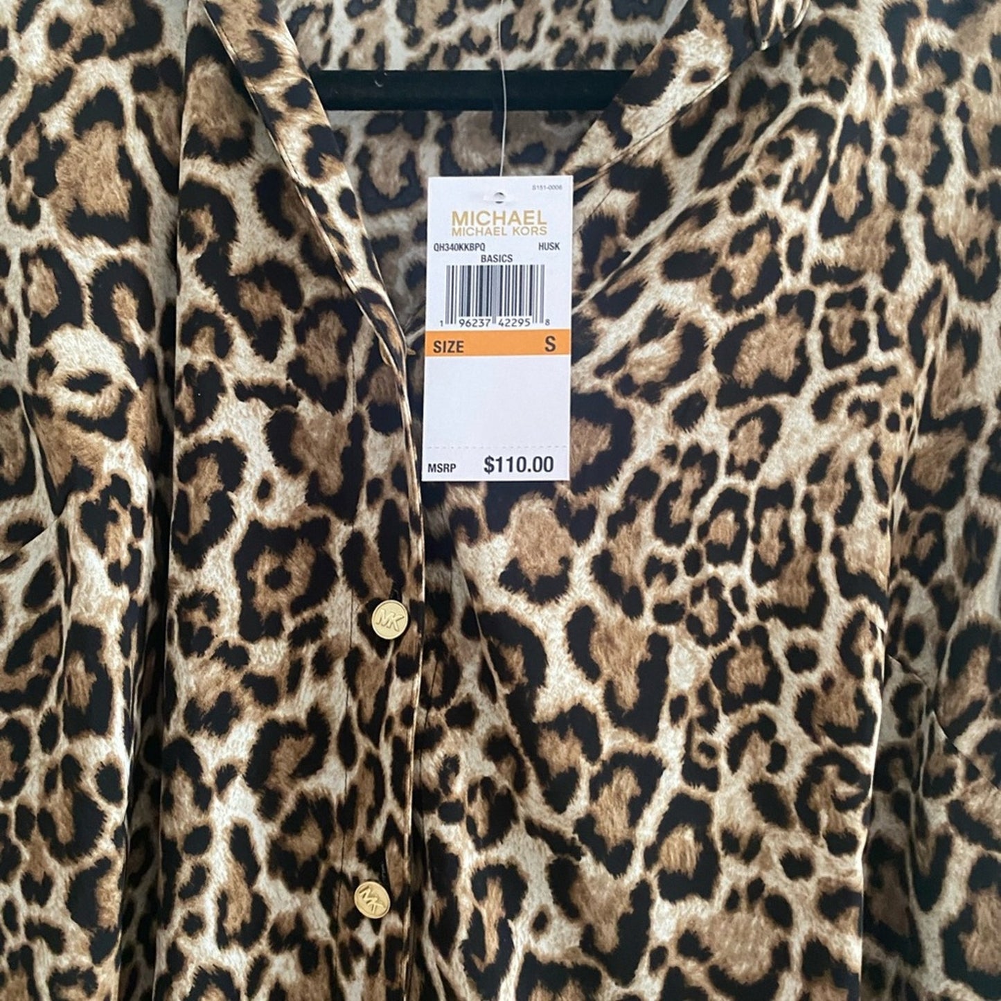 NWT Michael Kors Animal Print Silky Blouse Size S