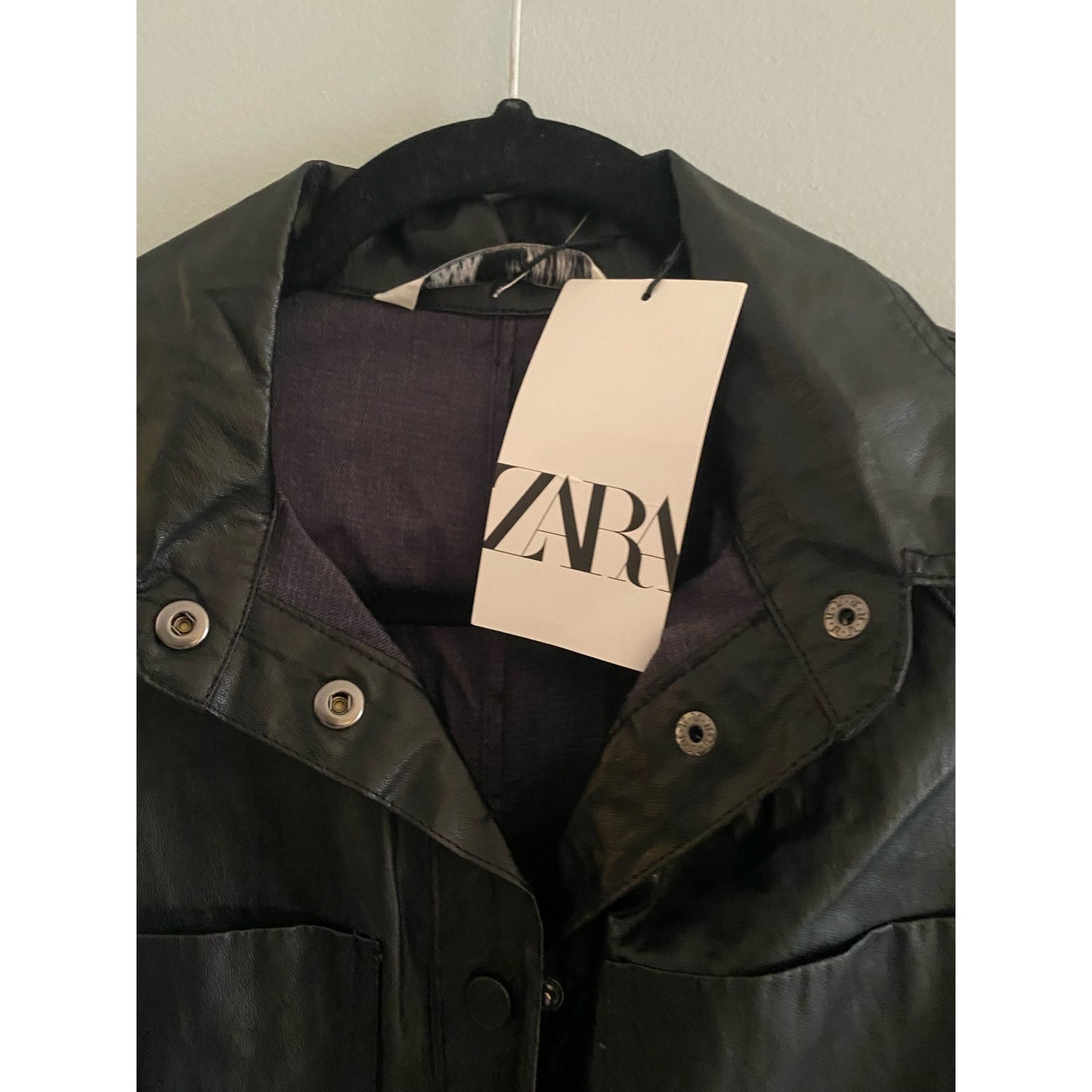 NWT Zara Faux Leather Mini Shirt Dress Size S