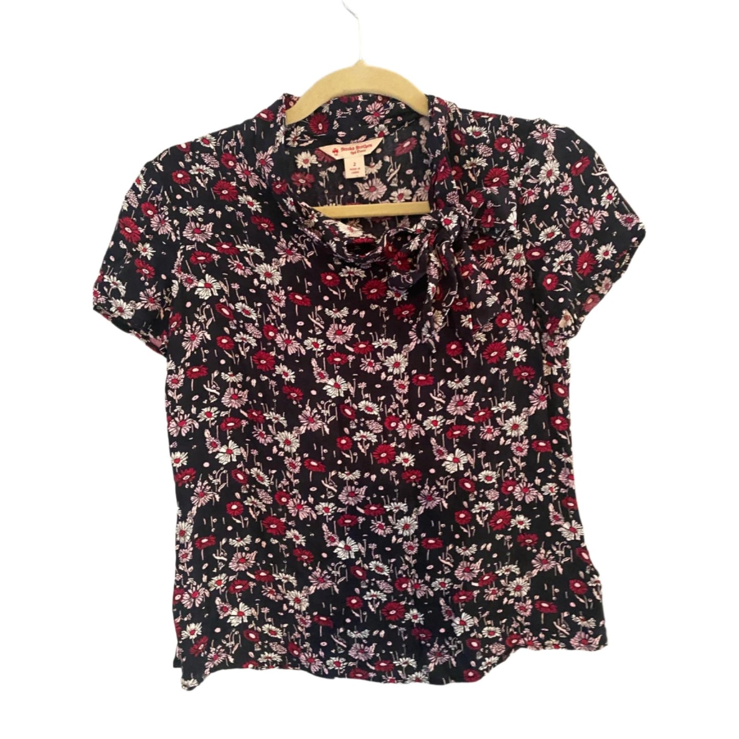 NWOT Brooks Brothers Red Fleece Floral Top Size 2