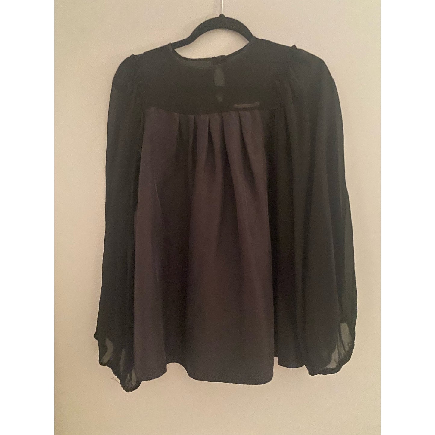 Gold Hawk Black Silk Blouse Size S