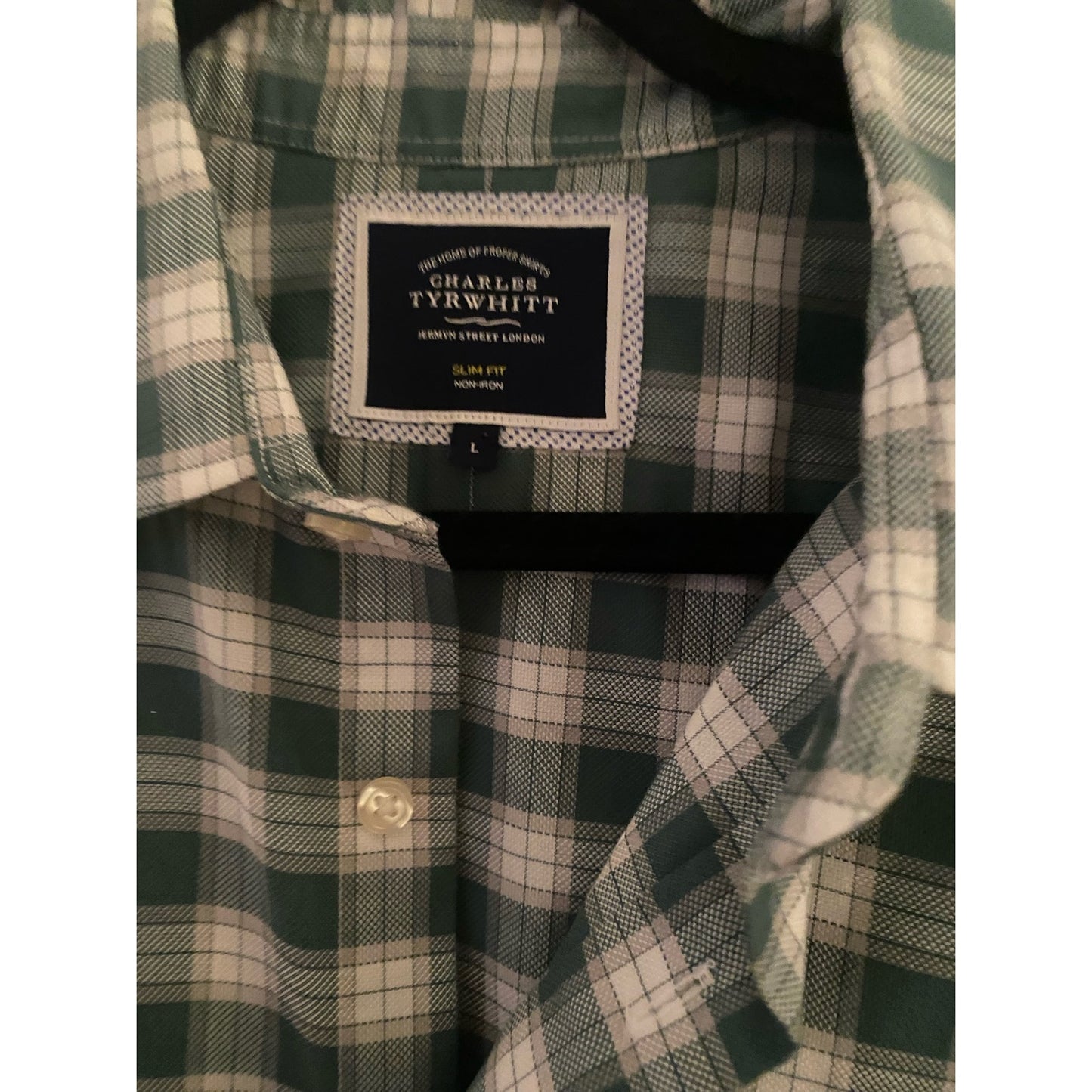 Charles Tyrwhitt Slim Fit Non-Iron Plaid Shirt Size L