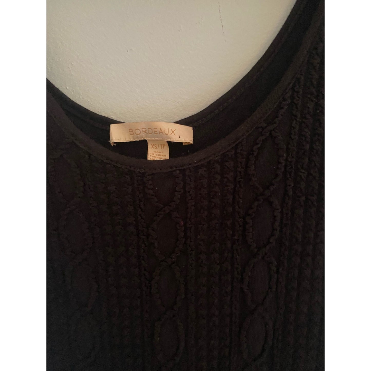 Anthropologie Bordeaux Cabled Garonne Black Dress Size XS