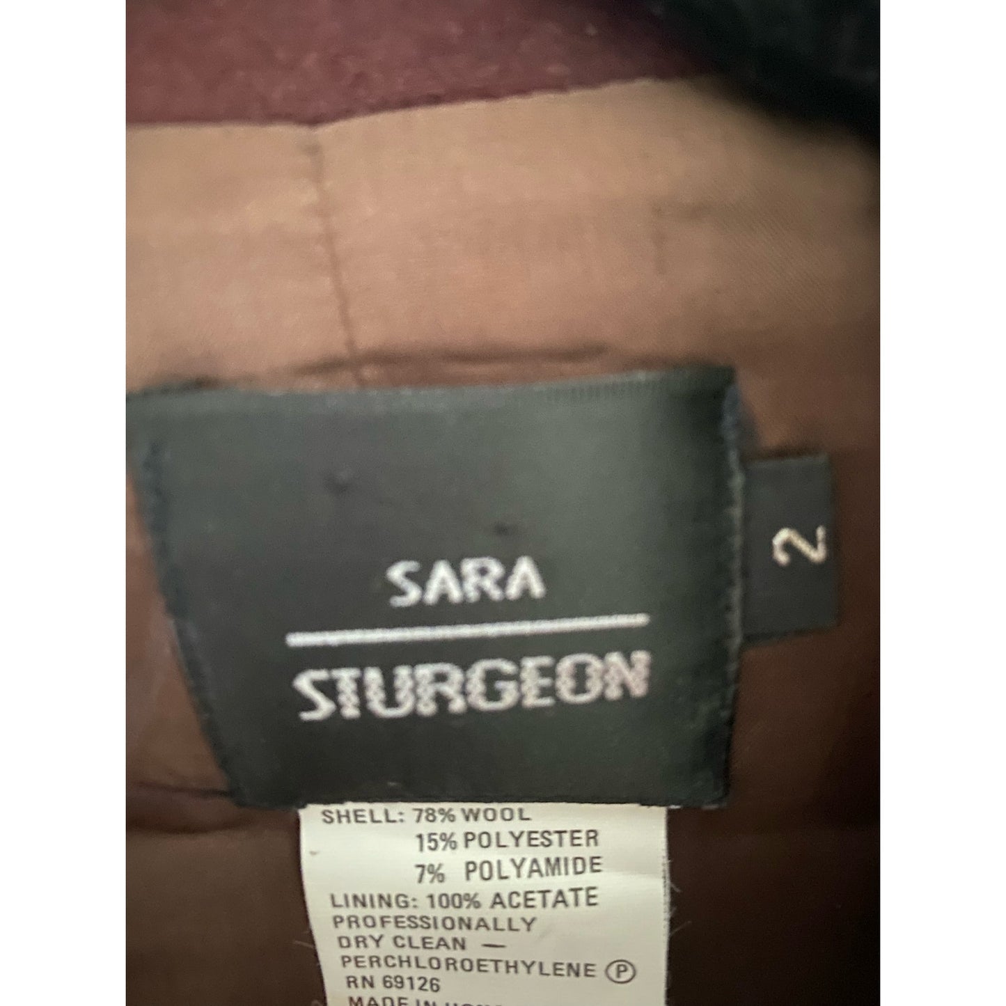 Vintage Sara Sturgeon Maroon Suit Size 2