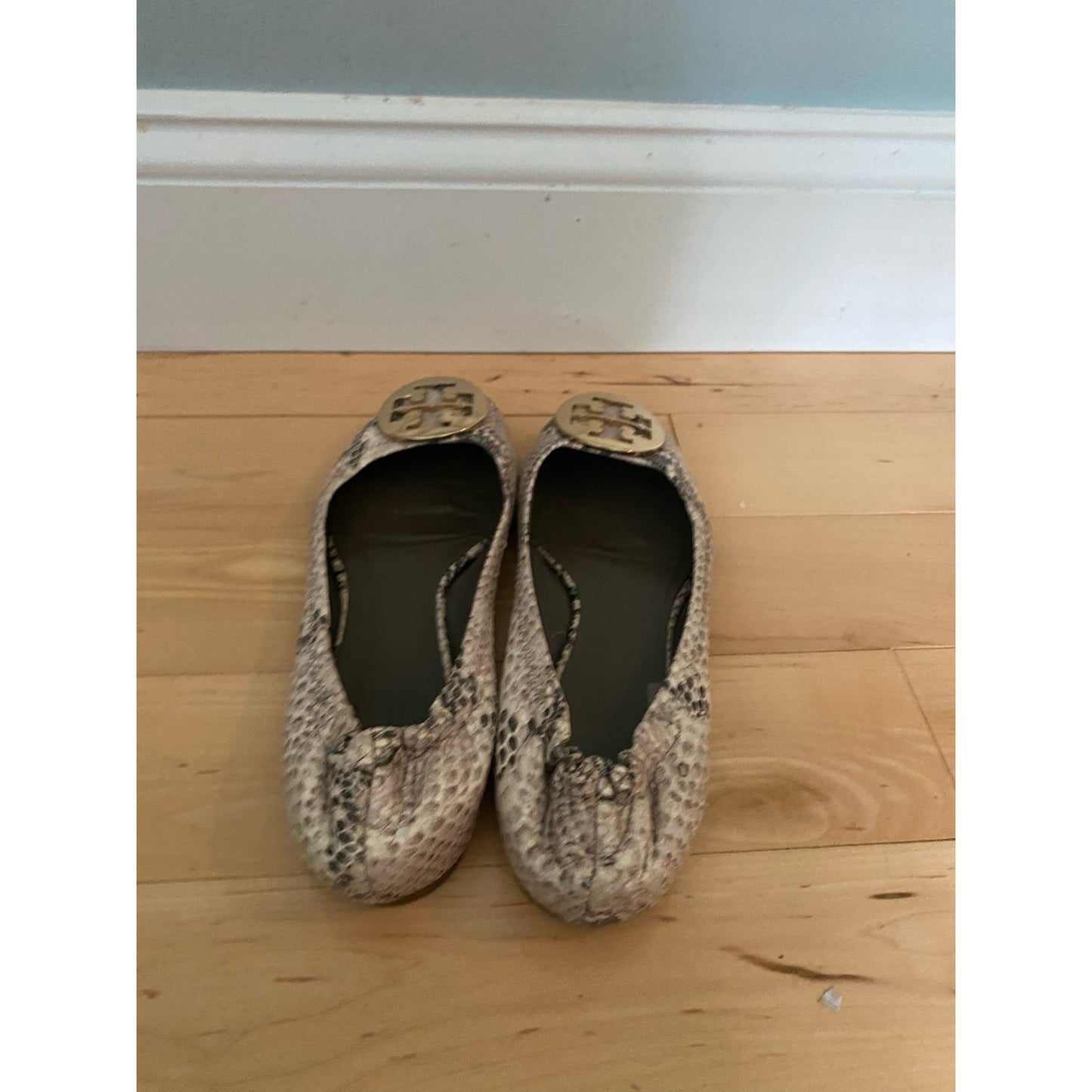 Tory Burch Reva Snakeskin Ballet Plats Size 8.5