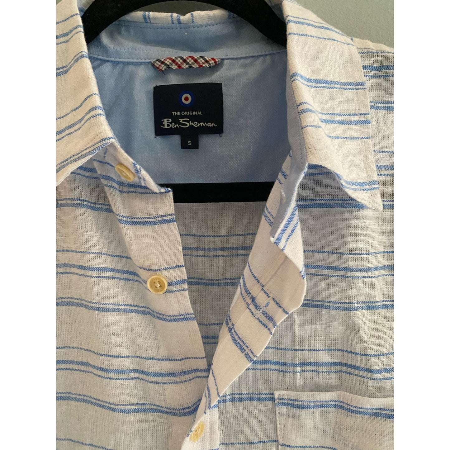 Ben Sherman Blue and White Linen Shirt Size S