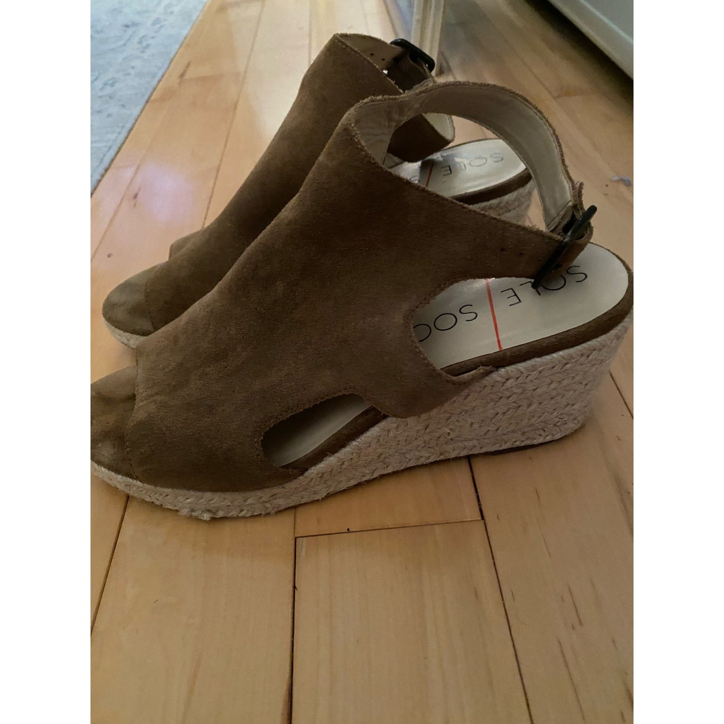 Sole Society Brown Suede Camreigh Espadrille Wedges Size 10