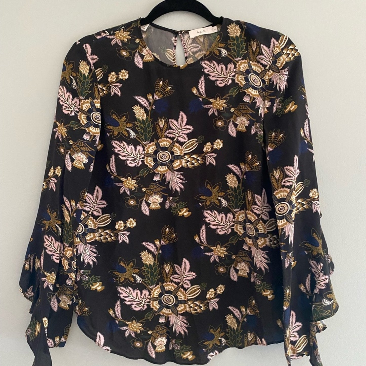 A.L.C Silk Floral Print Blouse Size 0