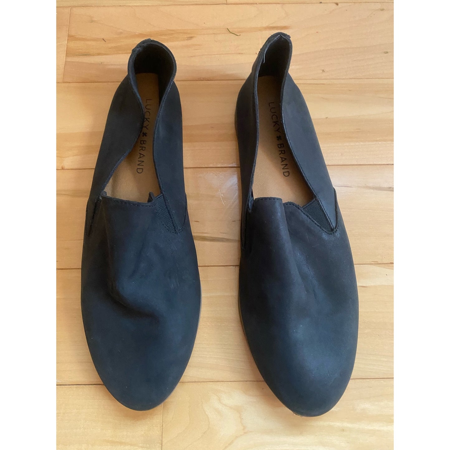 LUCKY BRAND Black Leather Charla Loafers Size 8