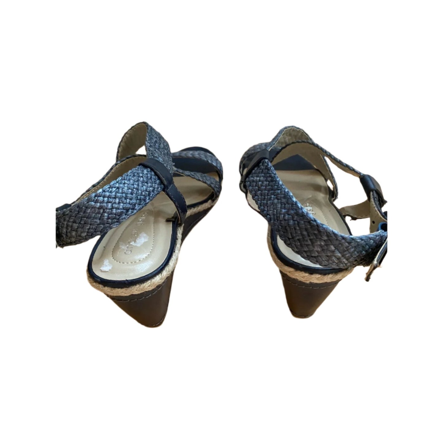 Andrew Geller Braided Blue Wedge Sandals Size 10