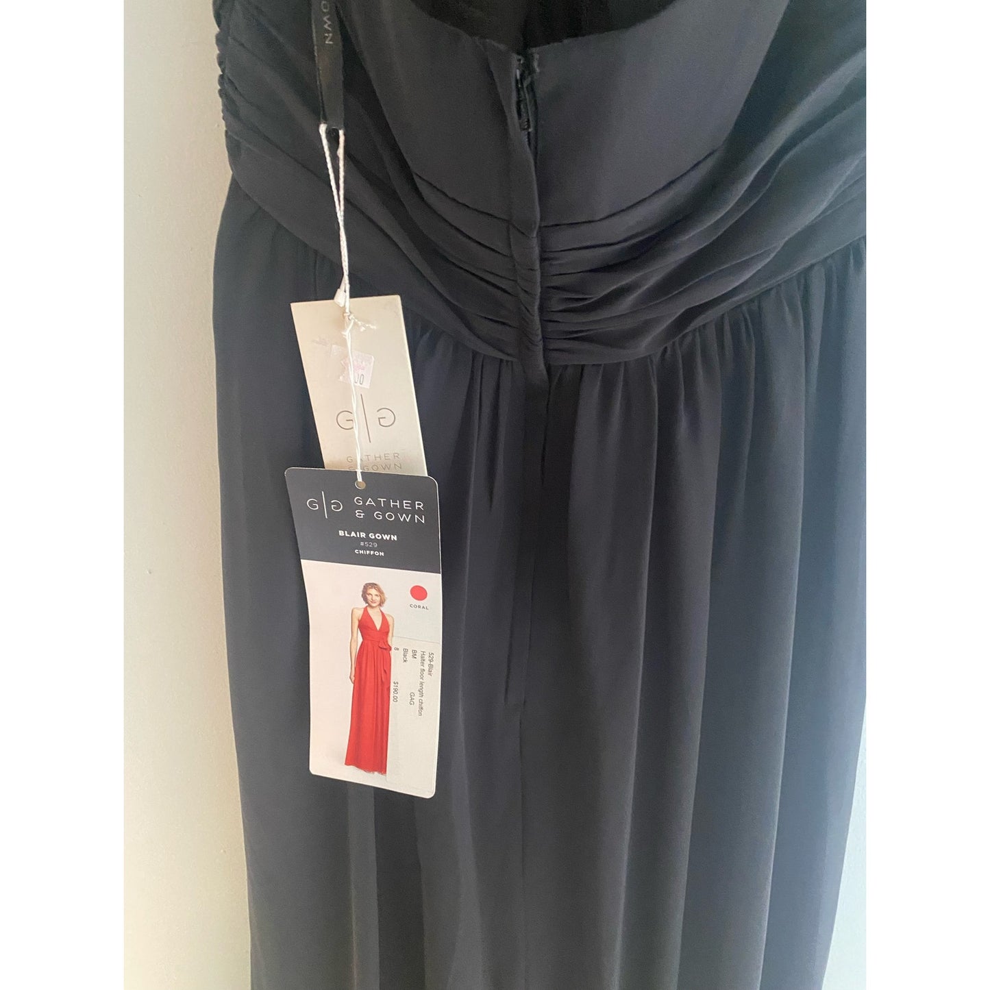 NWT Gather & Gown Black Chiffon Dress Size 8