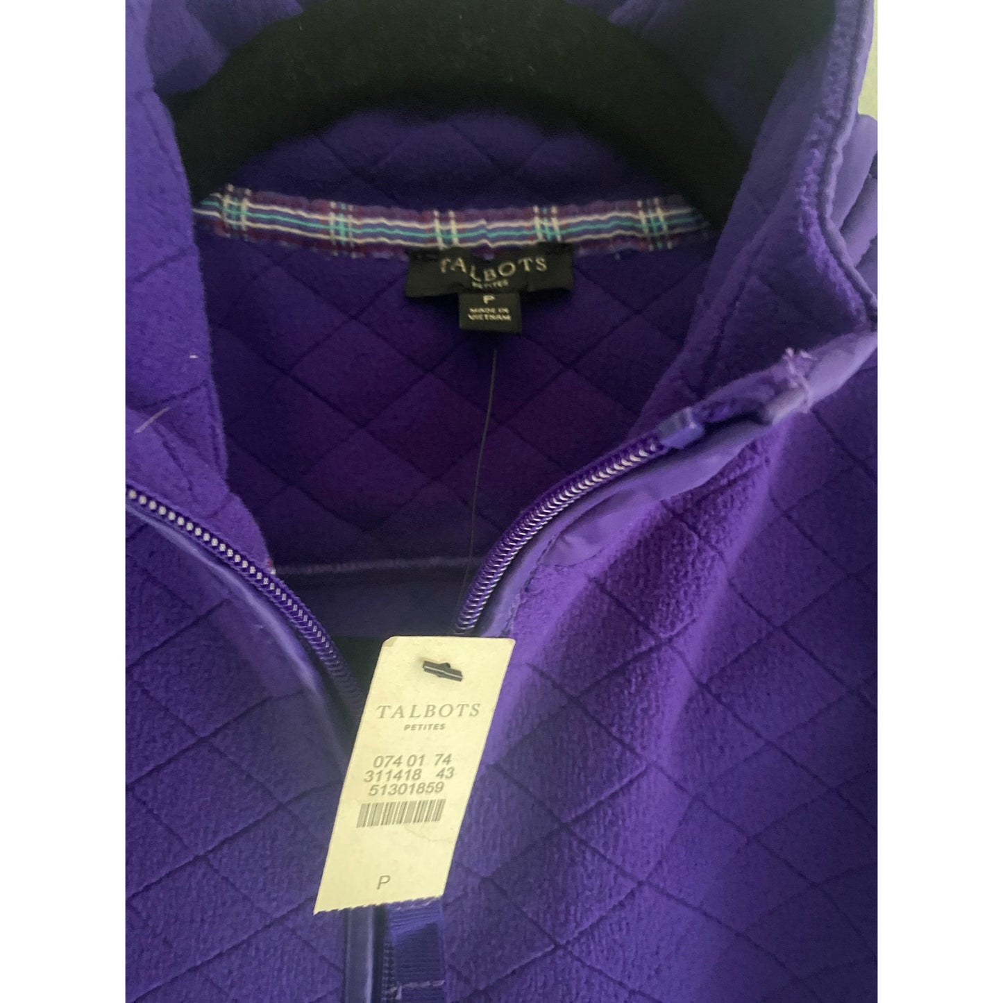 NWT Talbots Purple Fleece Diamond Texture Jacket Size P